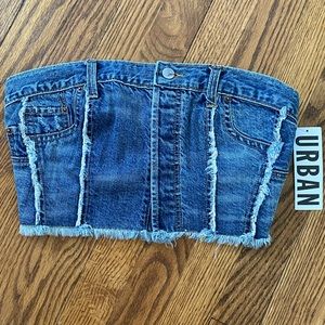 urban outfitters denim cropped top